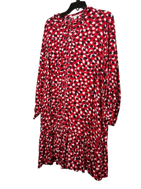 Free Assembly Red, White, Blue Printed Ruffle-Hem Dress w/Pockets Women’s XL - Picture 2 of 8